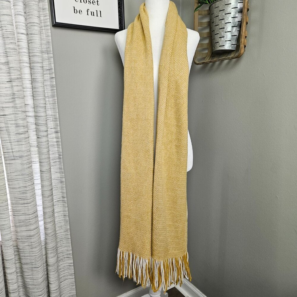 Melrose and Market Mustard Yellow Heather Knit Fringe Large Winter Scarf - Picture 2 of 6